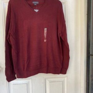 Covington Sweater Burgundy V-Necl Long Sleeve Pullover Sweater NWT Large